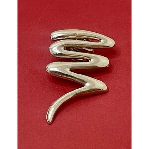 Unique Vintage Silvertone Zig Zag Shaped Brooch Pin